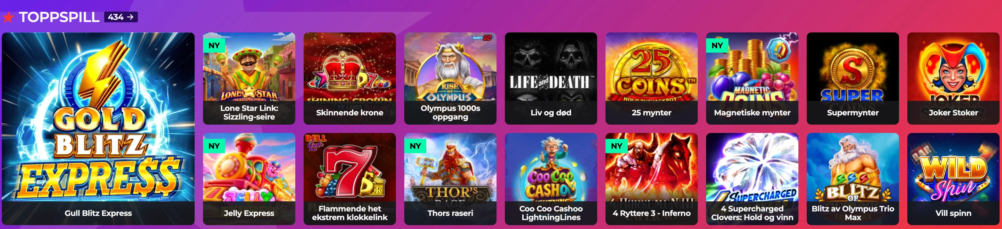 Spillutvalg hos Olybet